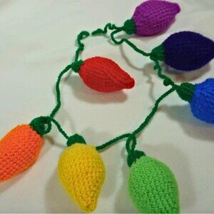 Handmade Crochet Multicolor Light Bulb Garland - Rainbow